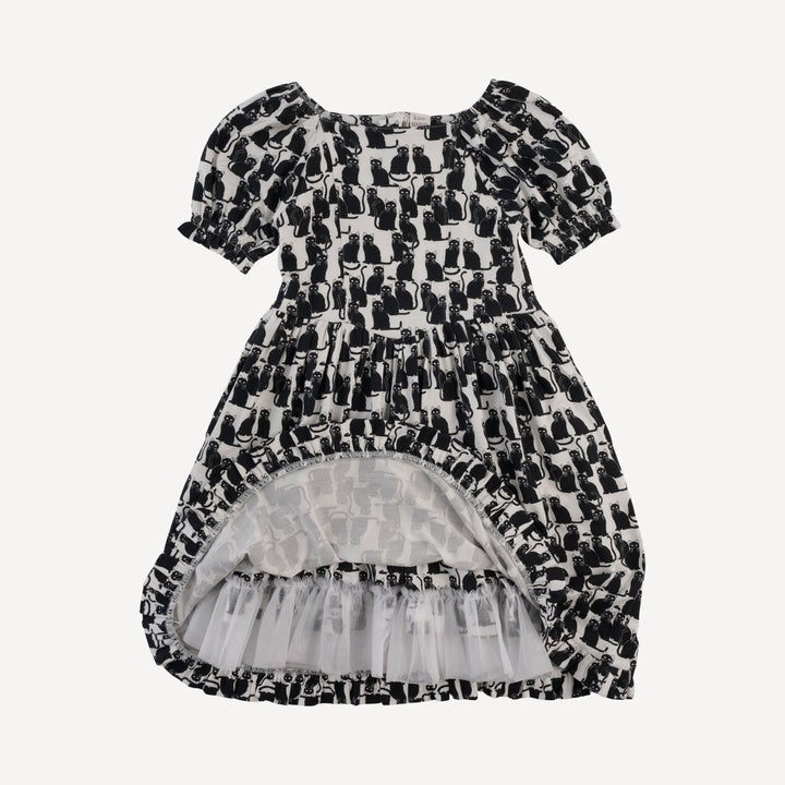 puff sleeve v-waist princess dress | black cats | bamboo