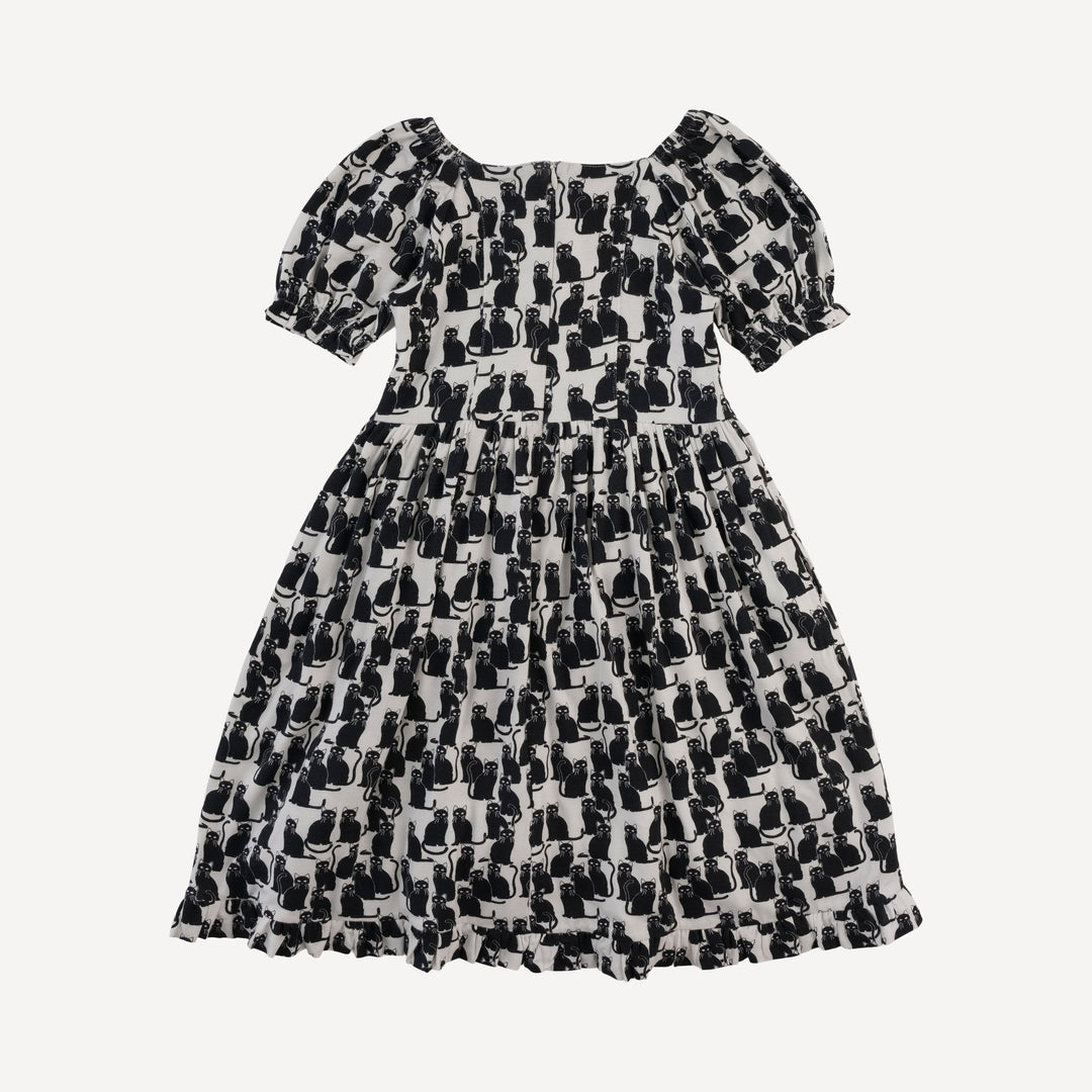 puff sleeve v-waist princess dress | black cats | bamboo