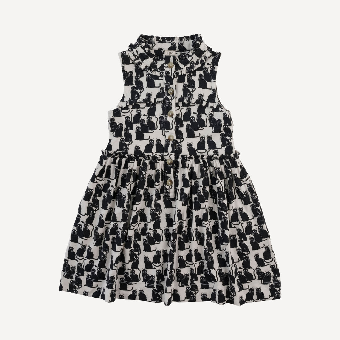 sleeveless tiny ruffle dress | black cats | bamboo