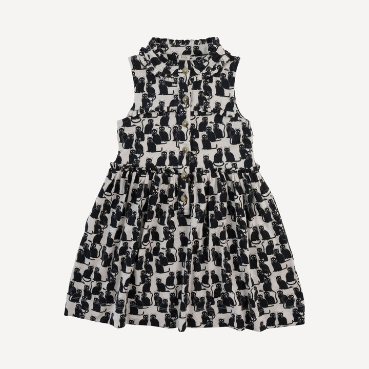 sleeveless tiny ruffle dress | black cats | bamboo