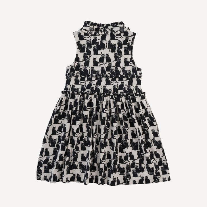 sleeveless tiny ruffle dress | black cats | bamboo