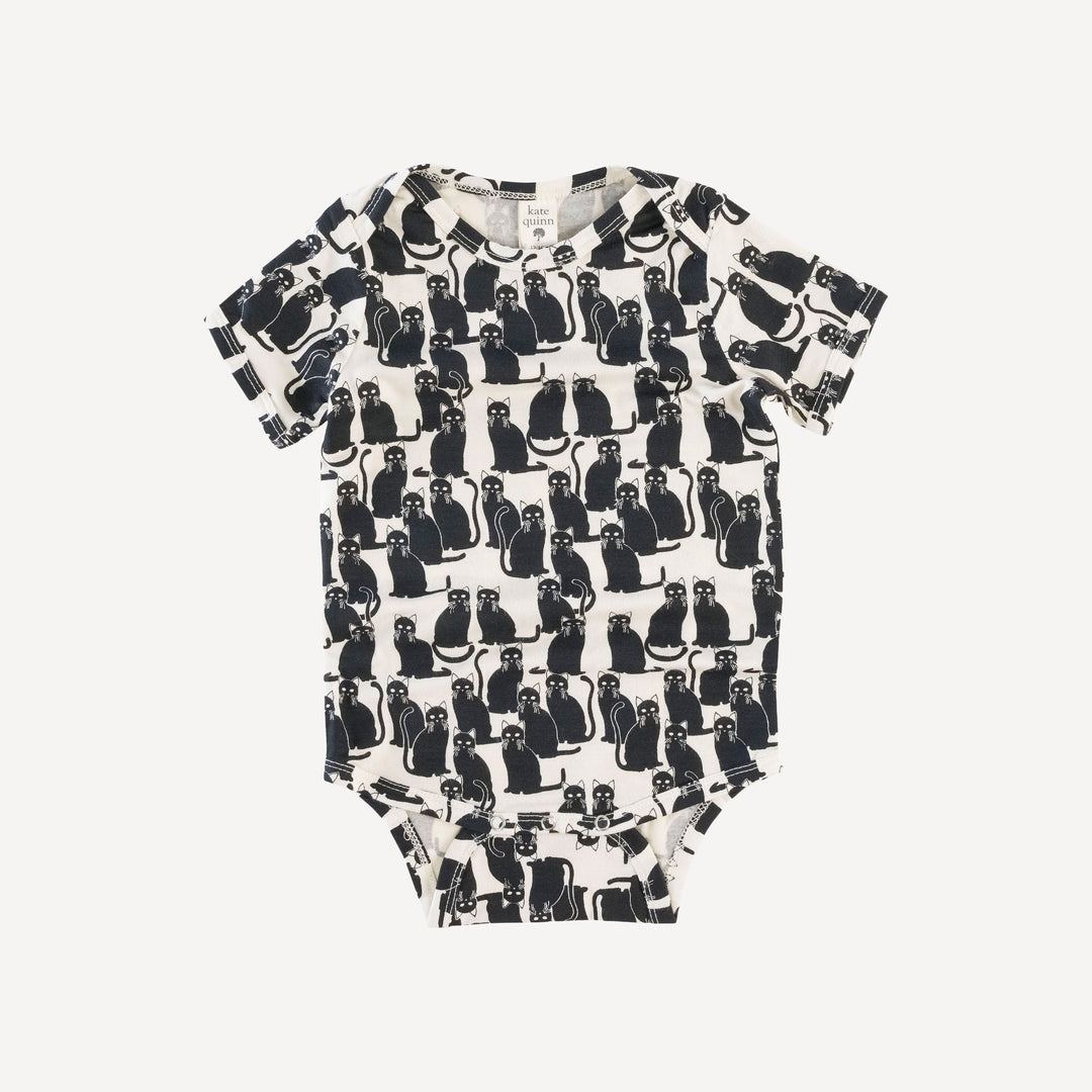 short sleeve lap neck bodysuit | black cat | lenzing modal