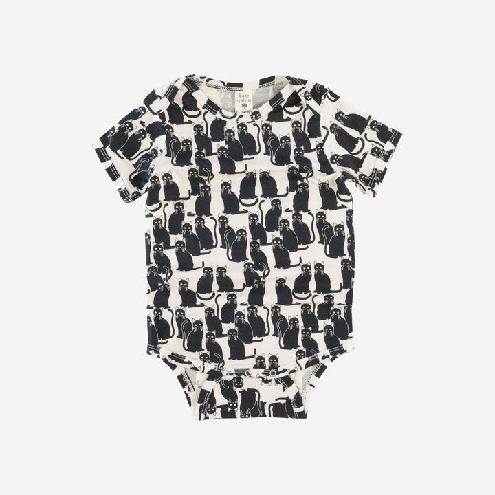 short sleeve lap neck bodysuit | black cat | lenzing modal