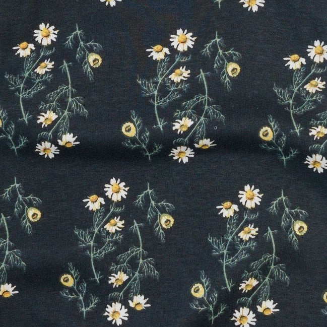 womens spaghetti tie prairie dress | black chamomile | organic cotton interlock