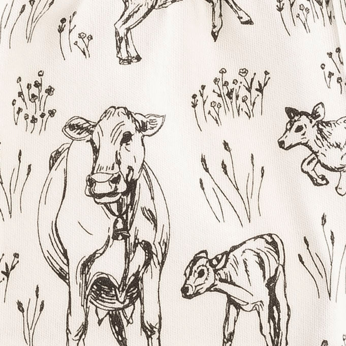 bow waist shortie | black cow pasture | organic cotton interlock