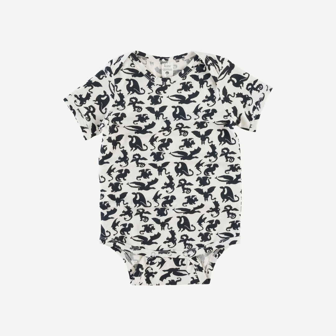 short sleeve lap neck bodysuit | black dragons | lenzing modal