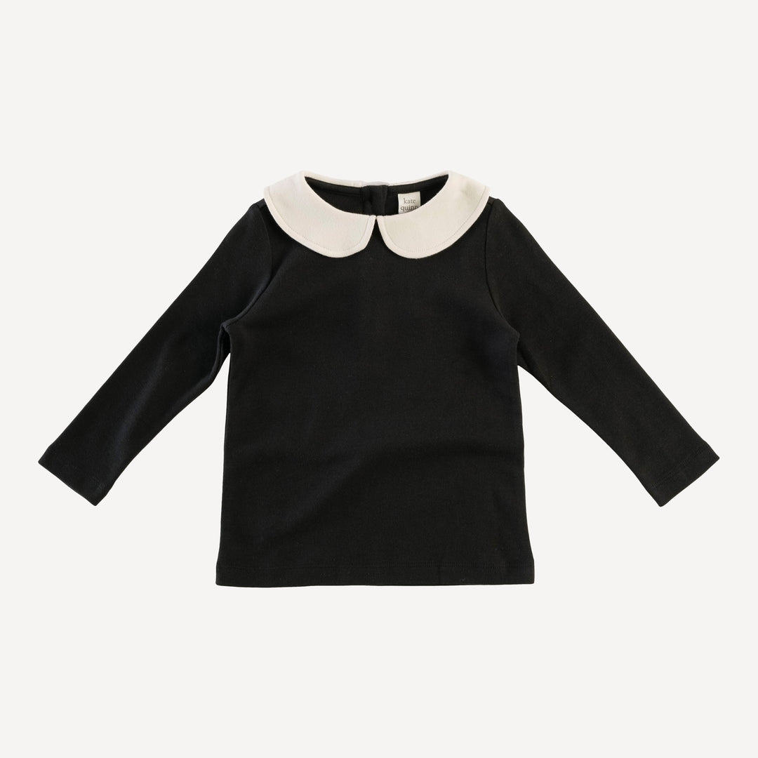 long sleeve peter pan tee | black | organic cotton wide rib