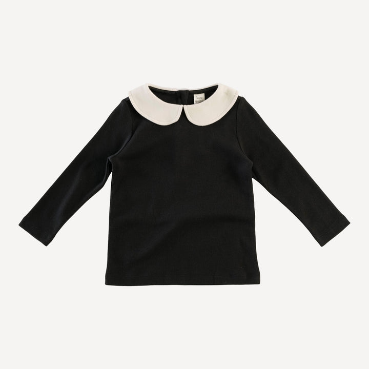 long sleeve peter pan tee | black | organic cotton wide rib