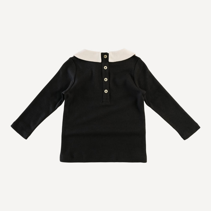 long sleeve peter pan tee | black | organic cotton wide rib
