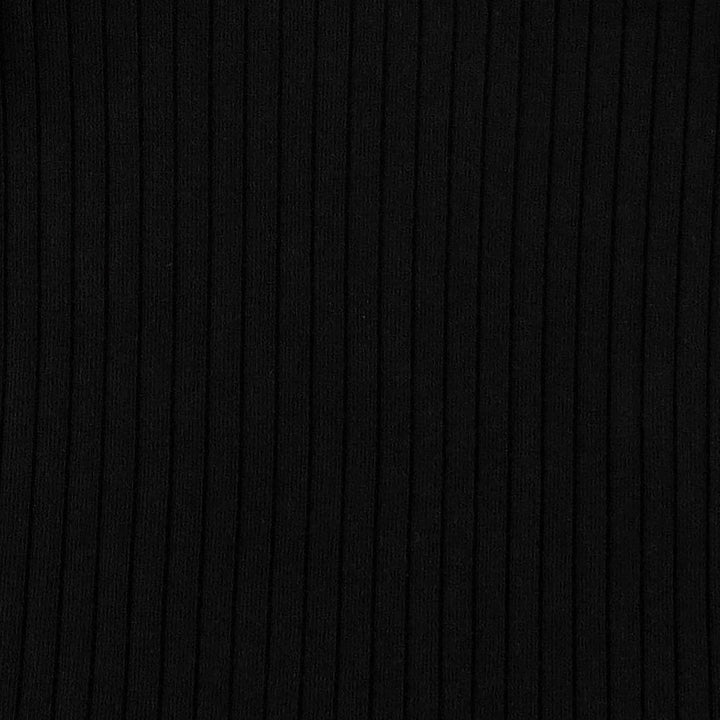 long sleeve two way zipper footie | black | organic cotton wide rib