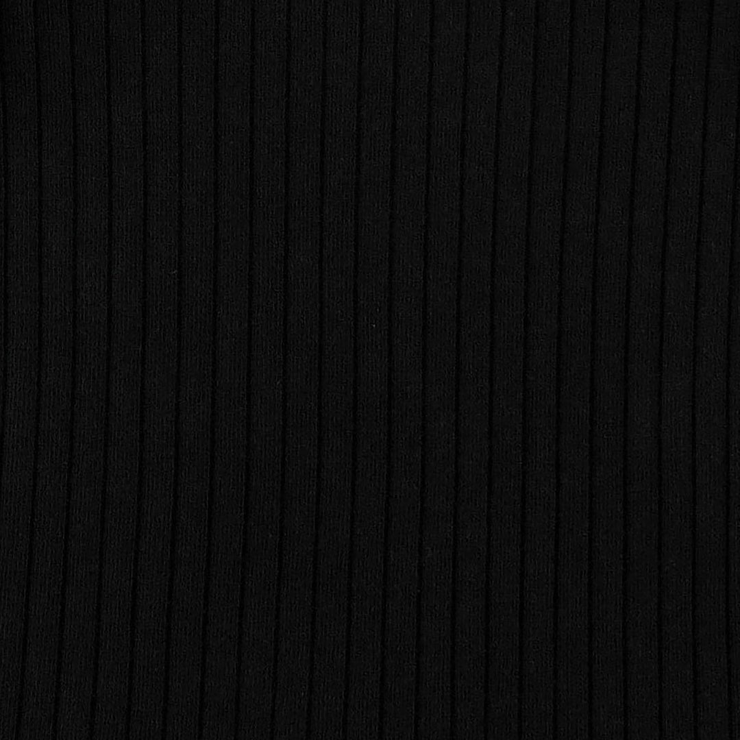 short sleeve peter pan dress | black | organic cotton wide rib