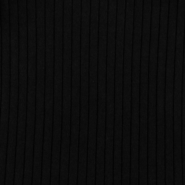 short sleeve peter pan dress | black | organic cotton wide rib