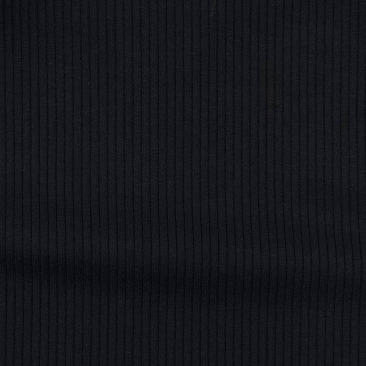 long sleeve ruffle romper | black | organic cotton single rib