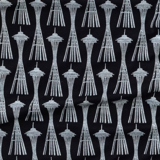 long sleeve lap neck bodysuit | black space needle | bamboo