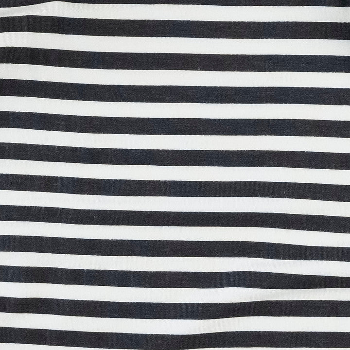 long sleeve cat zipper hoodie | black & white stripes | organic cotton interlock