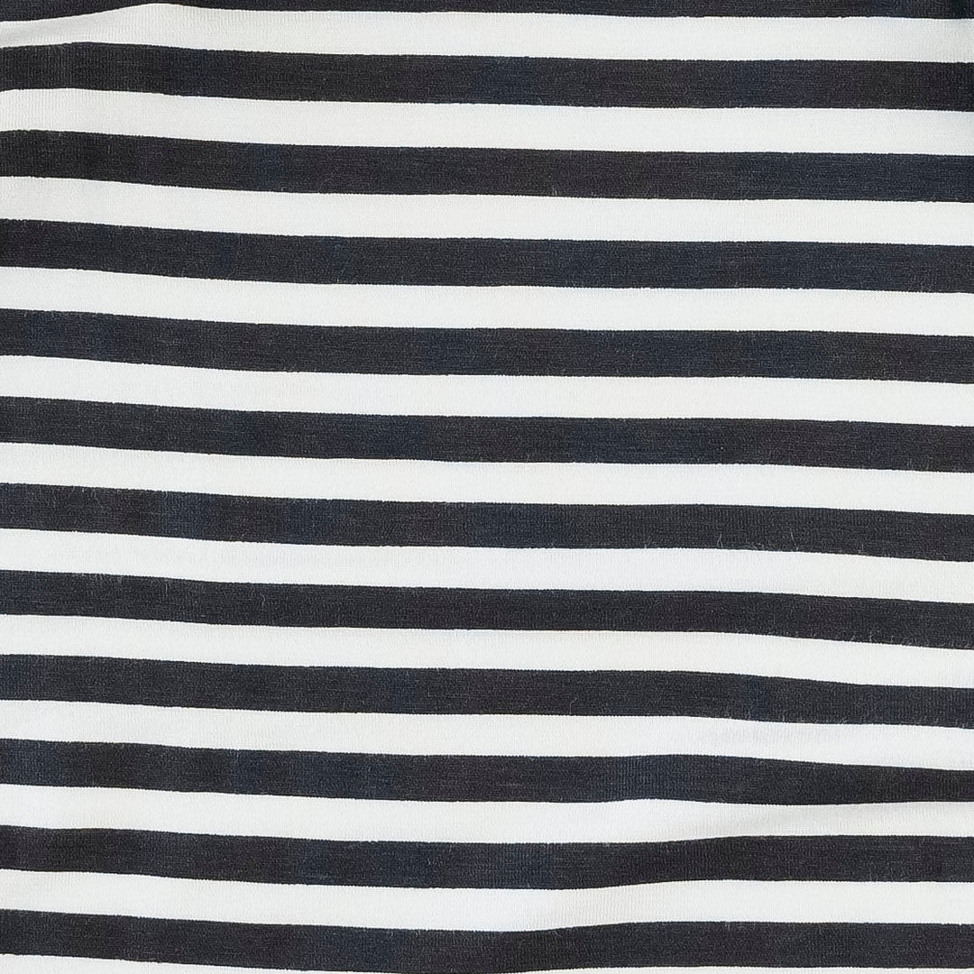 long sleeve zipper footie | black stripe | bamboo