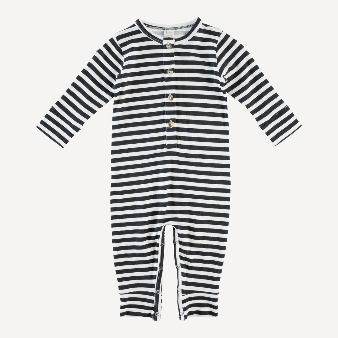 long sleeve sport union suit | black stripe | bamboo