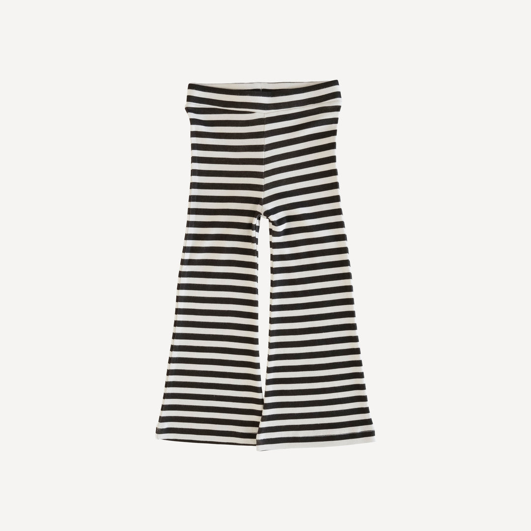 flare leg pant | black & white stripes | organic cotton interlock