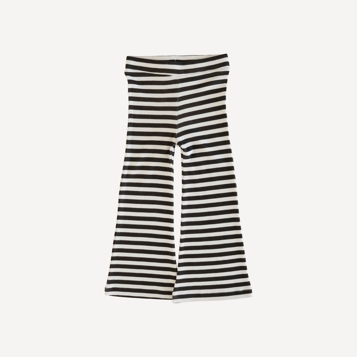flare leg pant | black & white stripes | organic cotton interlock