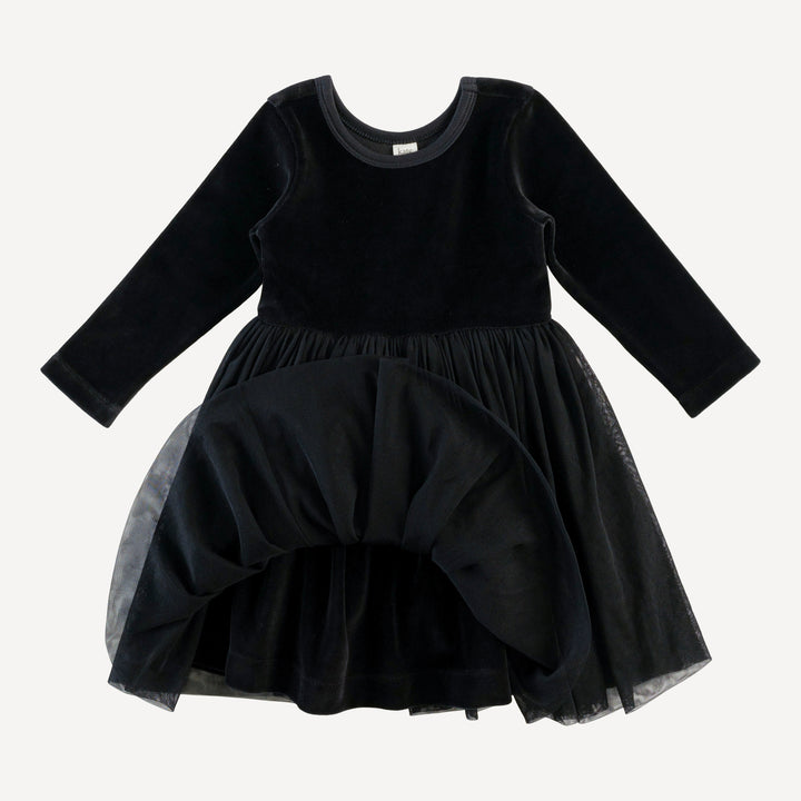 long sleeve ballerina dress | black | organic cotton velour