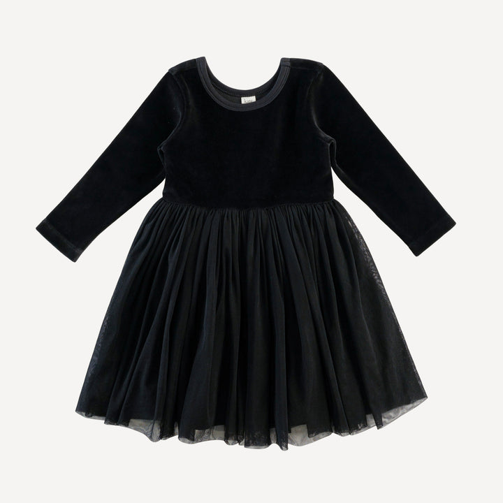 long sleeve ballerina dress | black | organic cotton velour