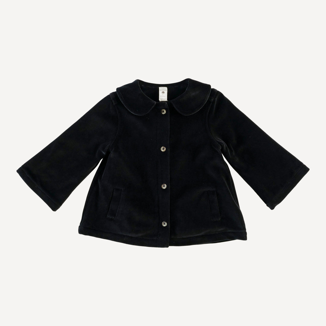 peter pan swing jacket | black | organic cotton velour