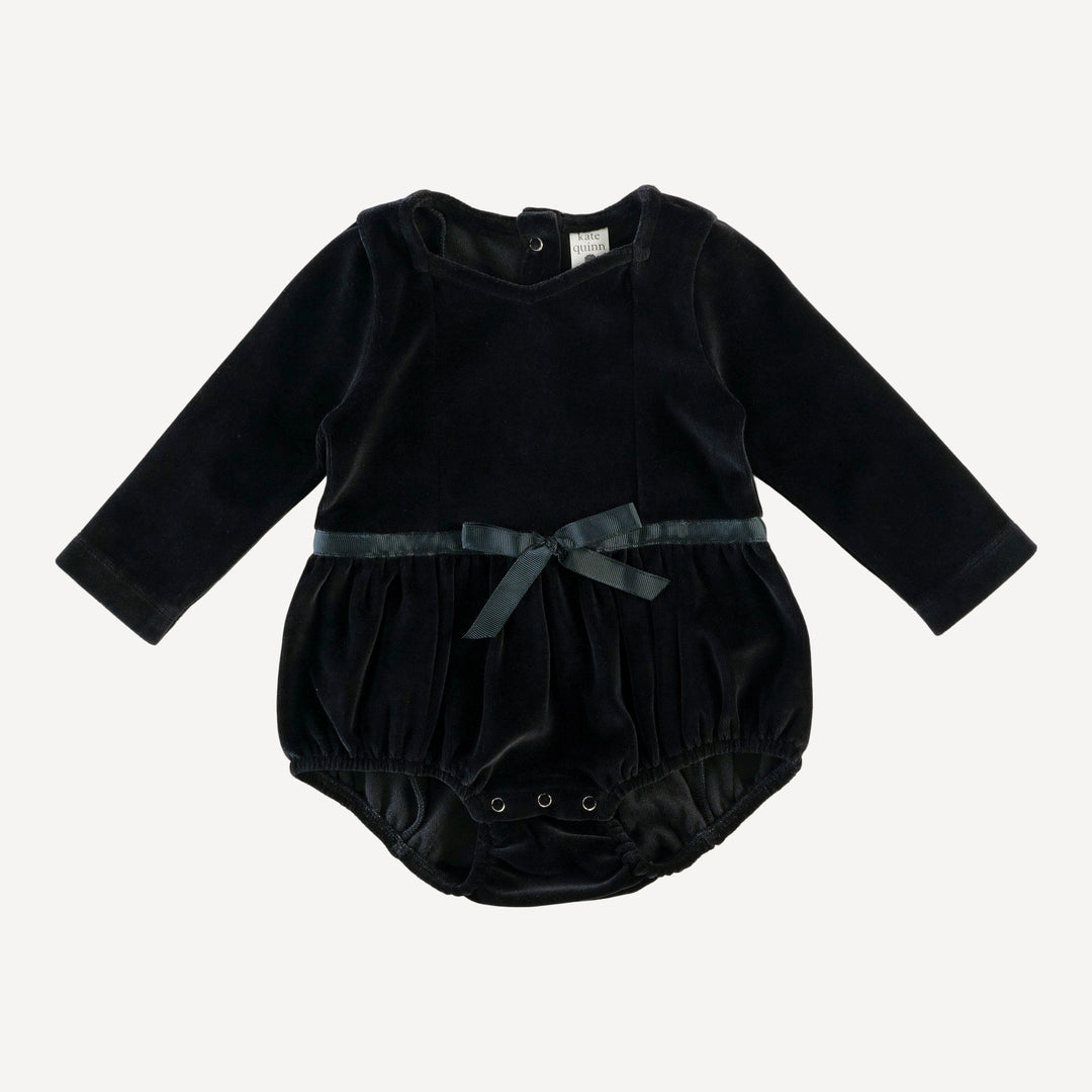 long sleeve skinny bow bubble | black | organic cotton velour