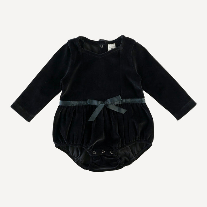 long sleeve skinny bow bubble | black | organic cotton velour