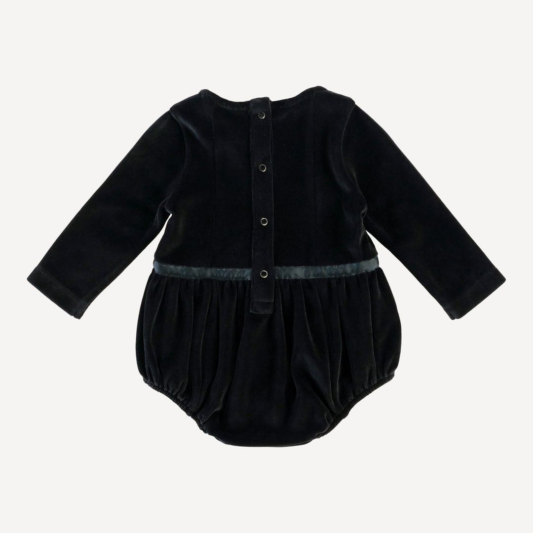 long sleeve skinny bow bubble | black | organic cotton velour