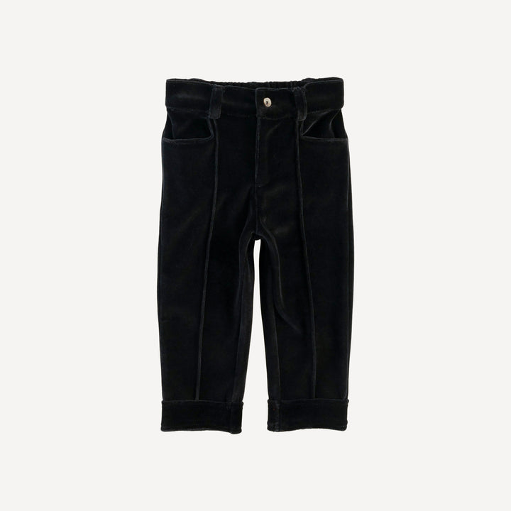 pintuck pant | black | organic cotton velour