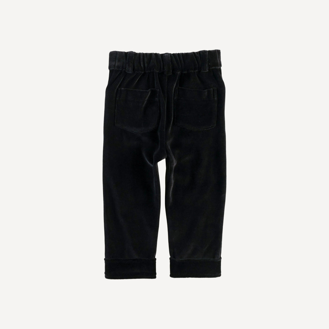 pintuck pant | black | organic cotton velour