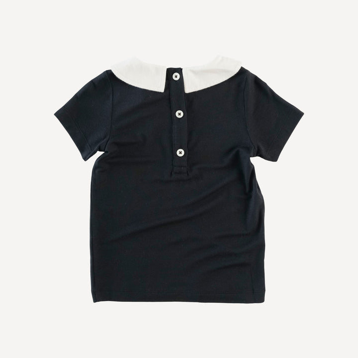 short sleeve peter pan tee | black | lenzing modal