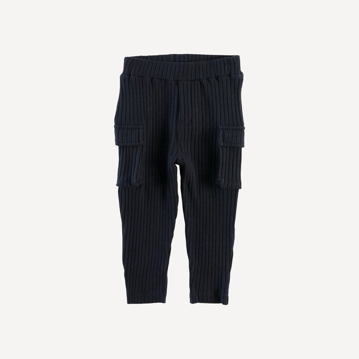 skinny cargo pant | black | organic cotton wide rib