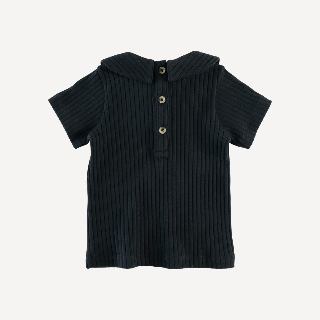 short sleeve peter pan tee | black | organic cotton wide rib