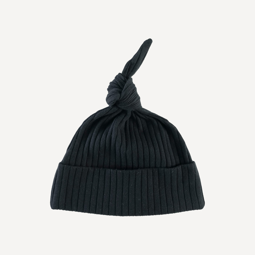 knot hat | black | organic cotton wide rib