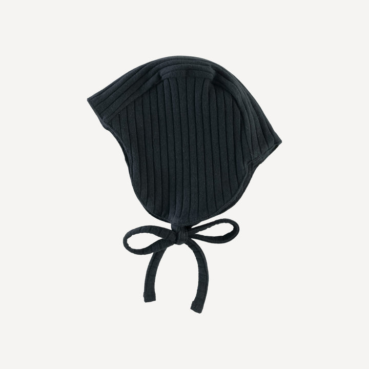 flight hat | black | organic cotton wide rib