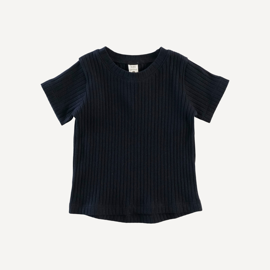 short sleeve essential boxy tee | black | organic cotton wide rib