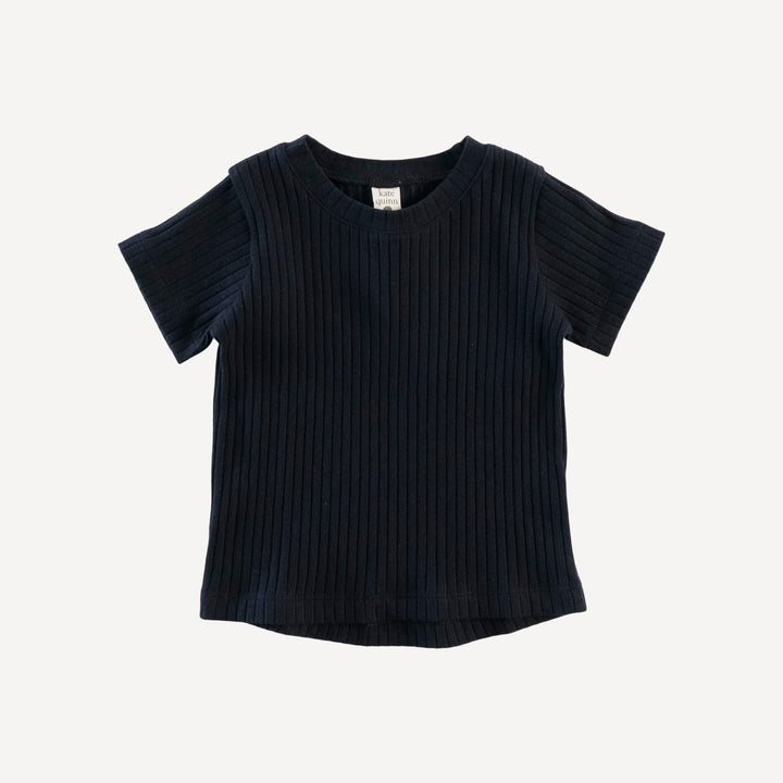 short sleeve essential boxy tee | black | organic cotton wide rib