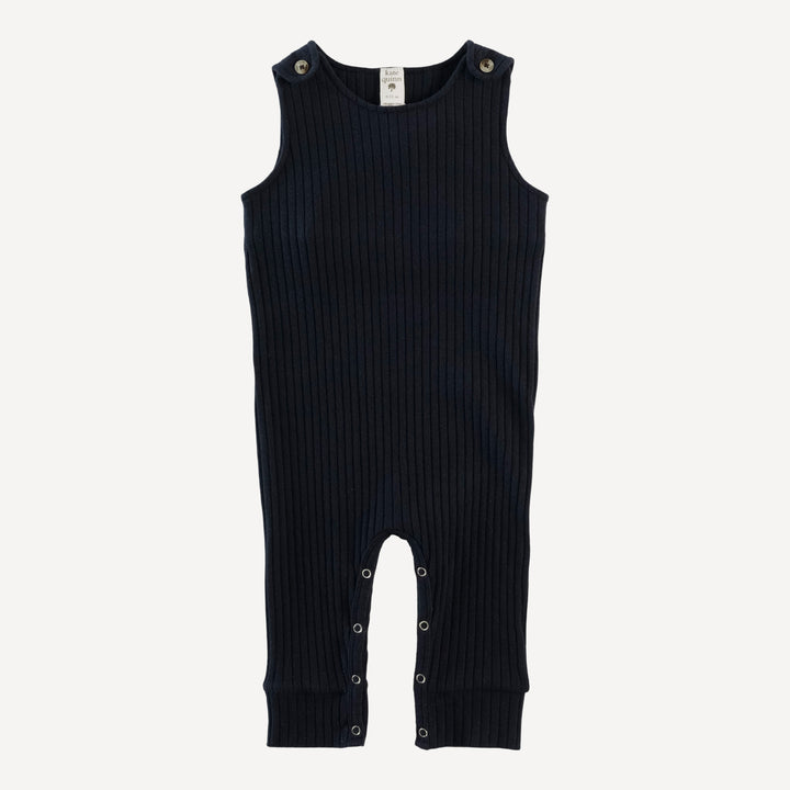 vintage button tab sport jumpsuit | black | organic cotton wide rib