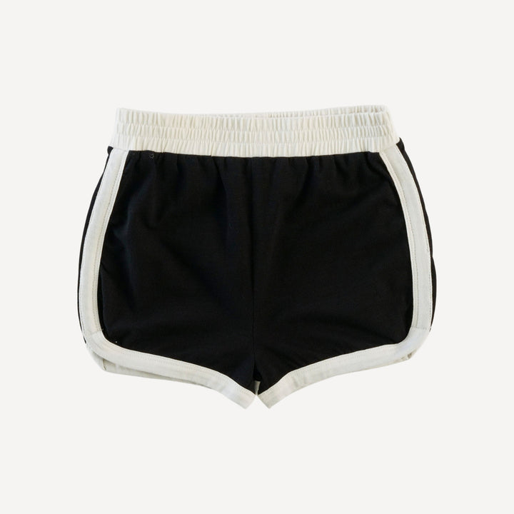 ringer track short | black | organic cotton slub