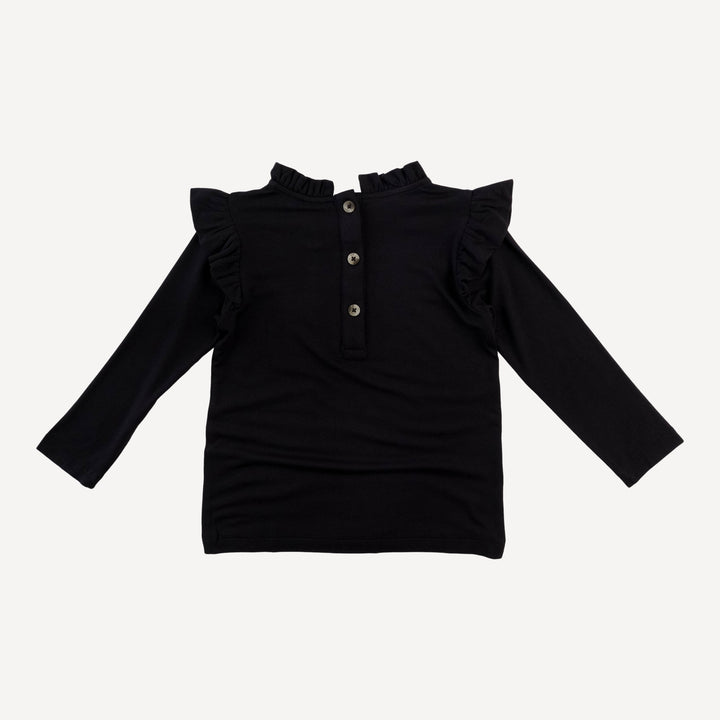 long sleeve little ruffle tee | black | bamboo