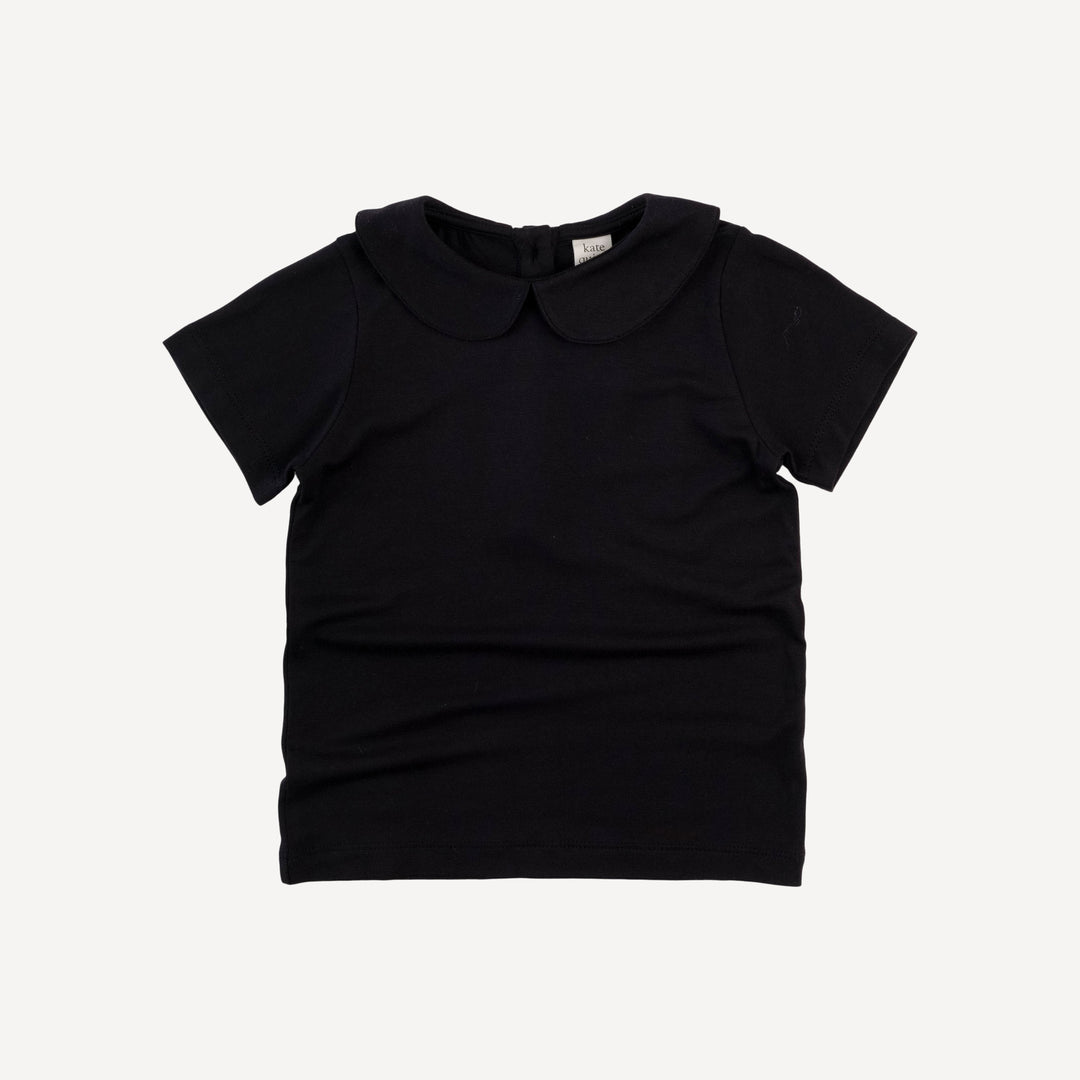 short sleeve peter pan tee | black | bamboo