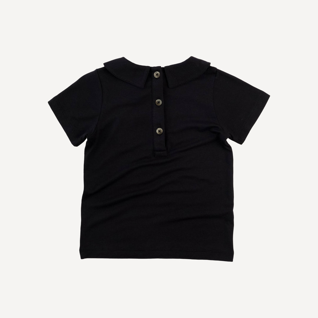 short sleeve peter pan tee | black | bamboo
