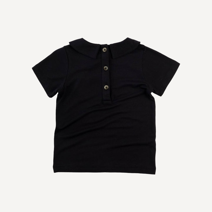 short sleeve peter pan tee | black | bamboo
