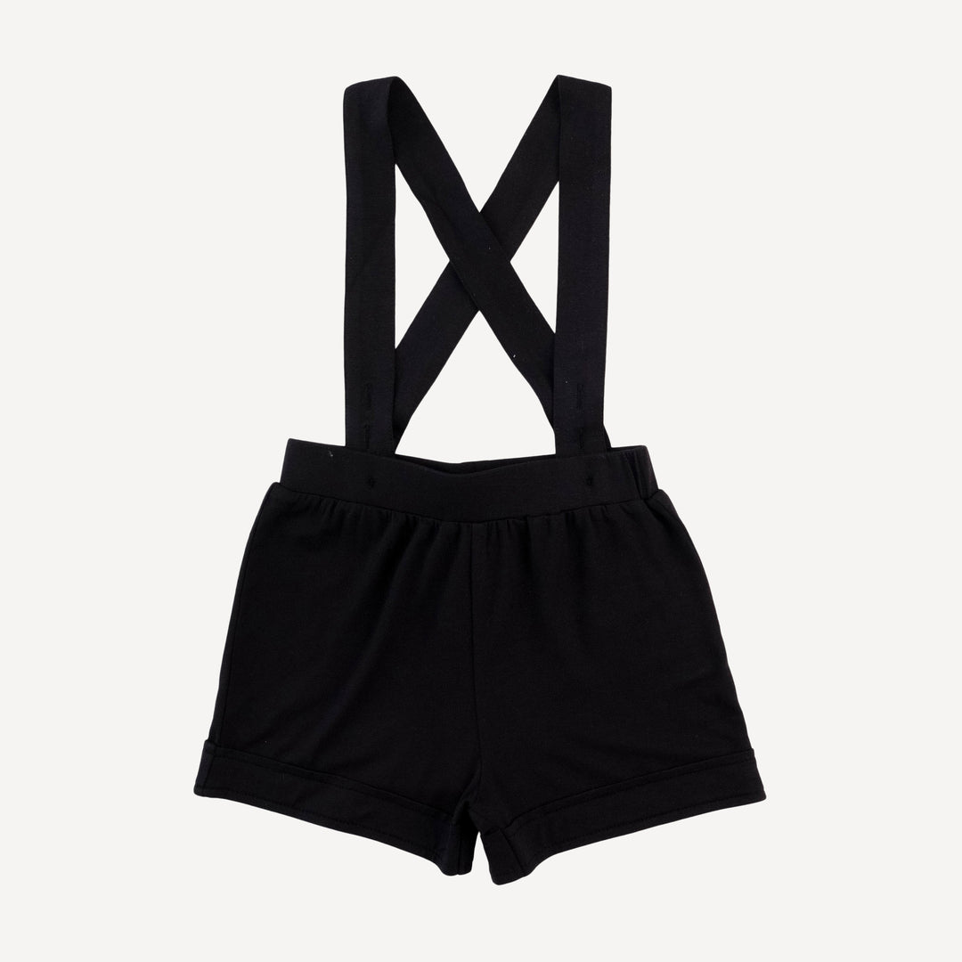 suspender short | black | organic cotton wide rib