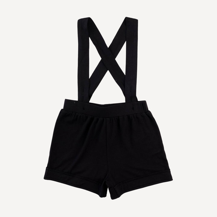 suspender short | black | organic cotton wide rib