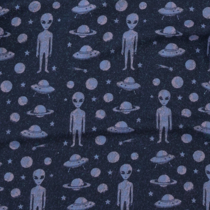 long sleeve cowl neck dress | blue aliens | light weight bamboo
