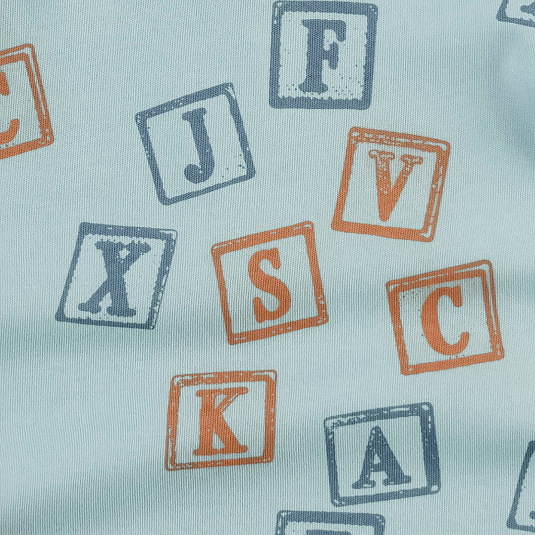 knot hat | blue alphabet | organic cotton interlock