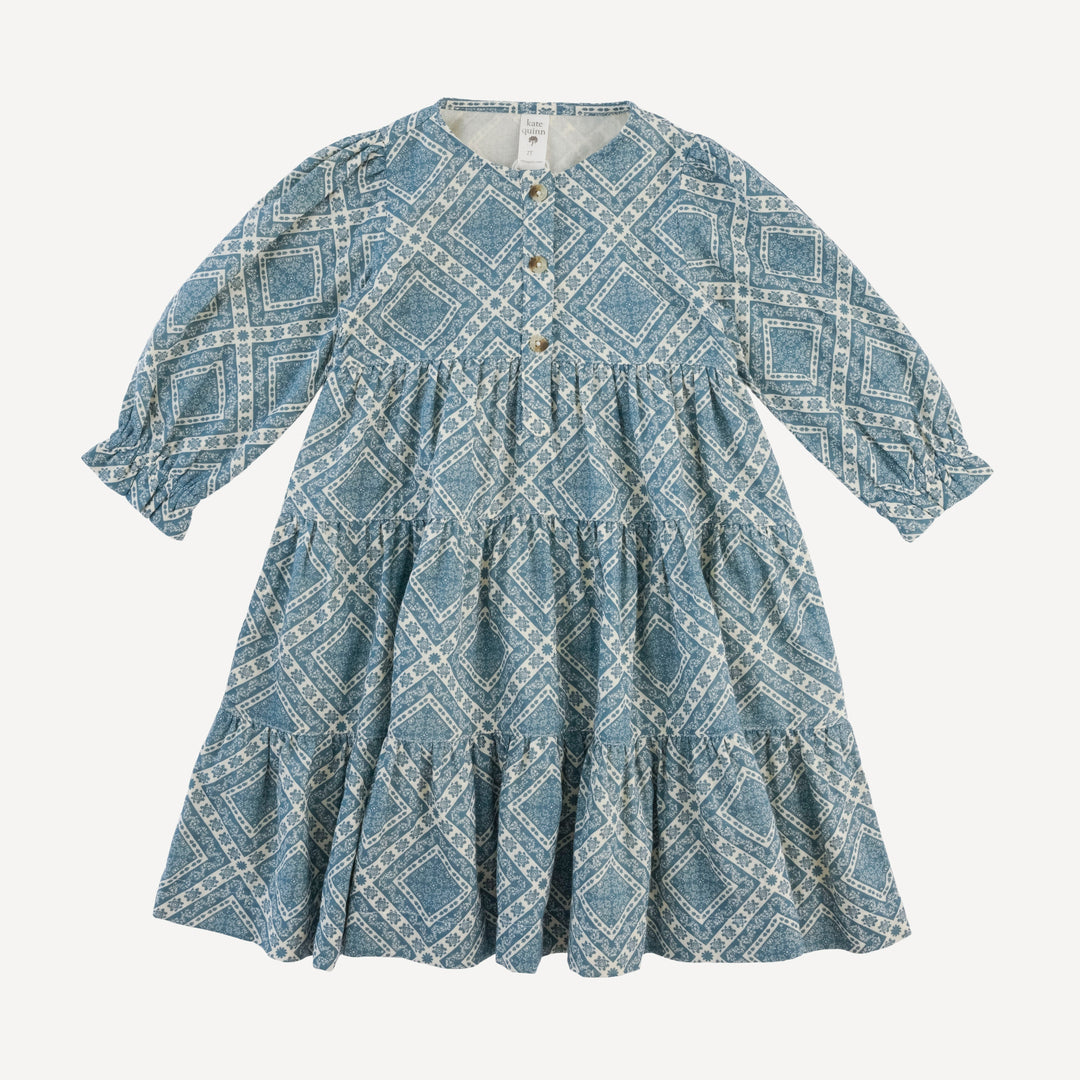 long sleeve prairie dress | blue bandana | organic cotton gauze