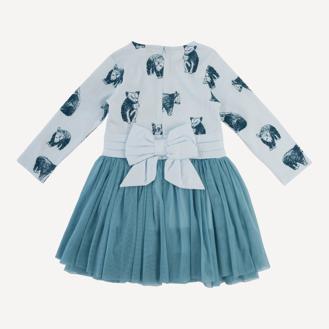 long sleeve classic tulle ballet dress | blue bear cubs | organic cotton jersey